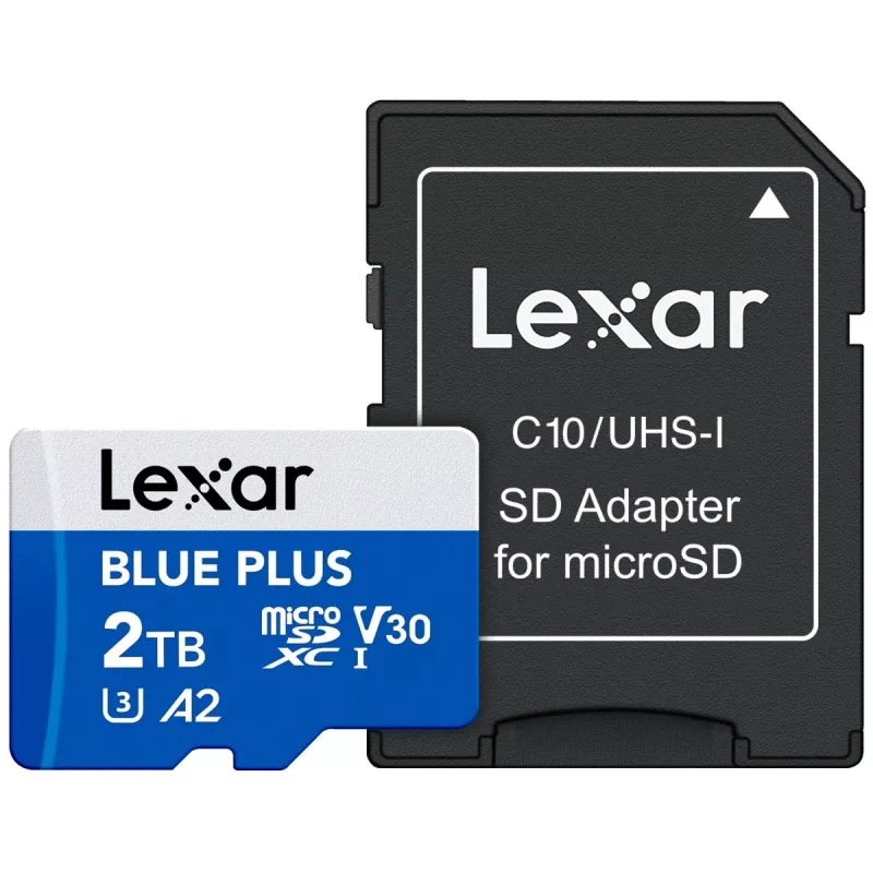 MicroSDXC atminties kortelė Lexar BLUE PLUS 2 TB UHS‑I, 170 MB/s, U3 V30, atspari vandeniui