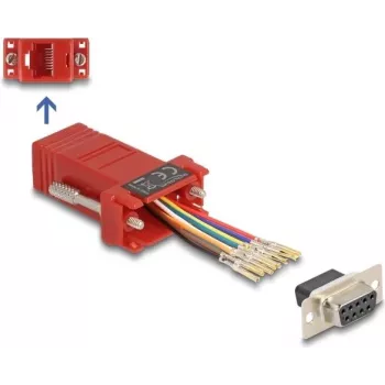 DeLOCK D-Sub 9 kontaktų lizdas į RJ45 lizdą surinkimo rinkinys raudonas VGA RJ-45
