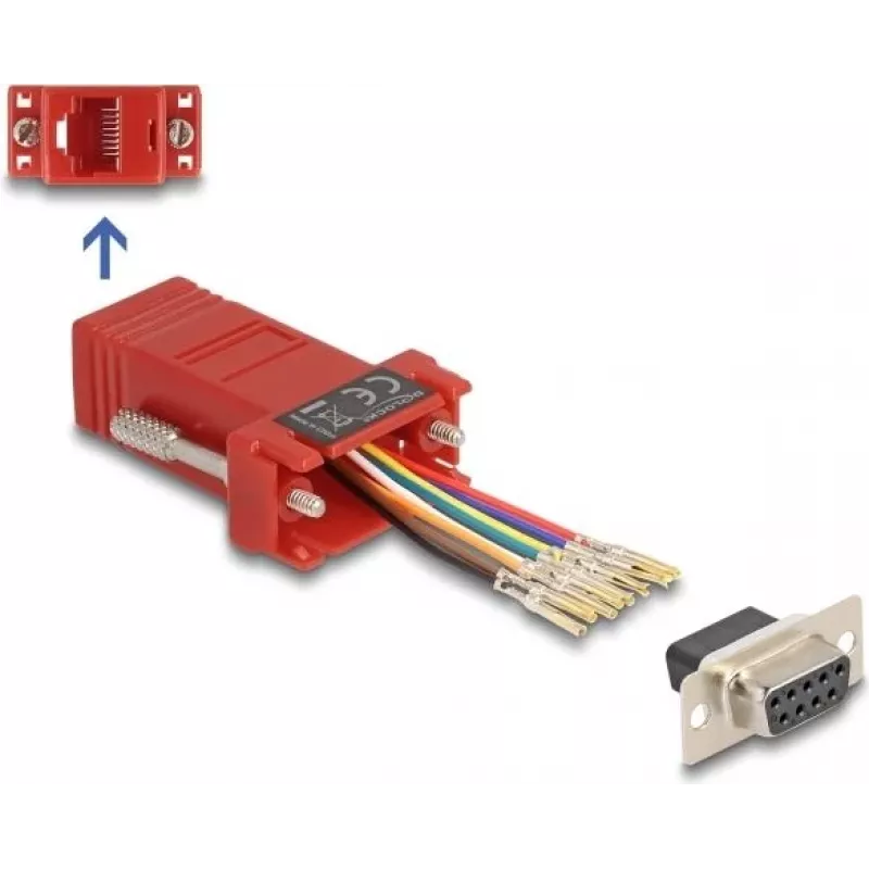 DeLOCK D-Sub 9 kontaktų lizdas į RJ45 lizdą surinkimo rinkinys raudonas VGA RJ-45