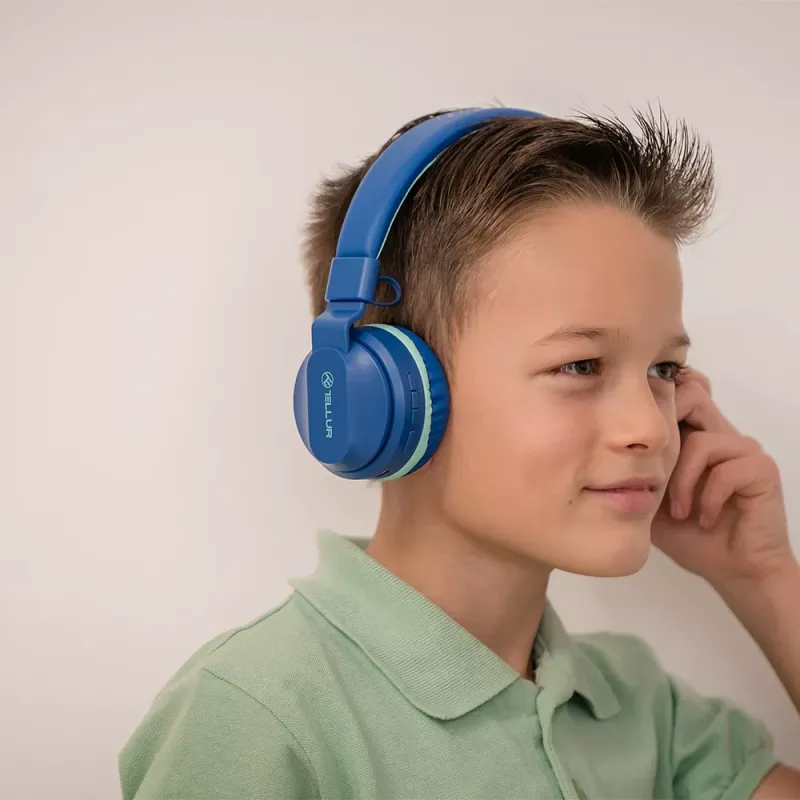 Ausinės Tellur Buddy Bluetooth ant ausies dedamos ausinės mėlynos