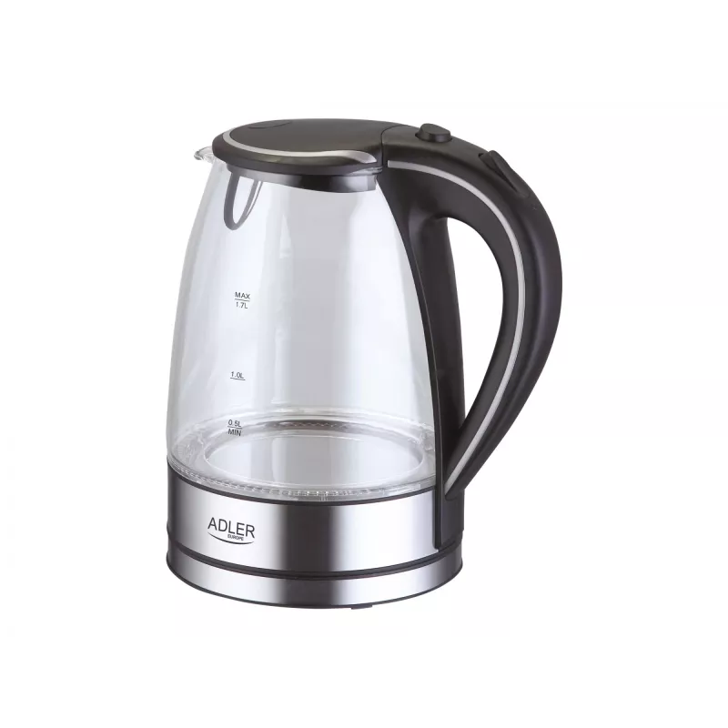 Adler AD 1225 elektrinis virdulys 1,7 L Juoda, Nerūdijantis plienas, Skaidrus 2200 W