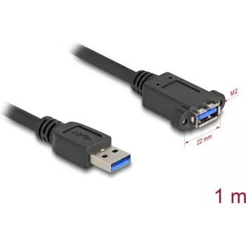DeLOCK USB laidas USB Type-A kištukas į lizdą 1 m 5 Gbps juodas