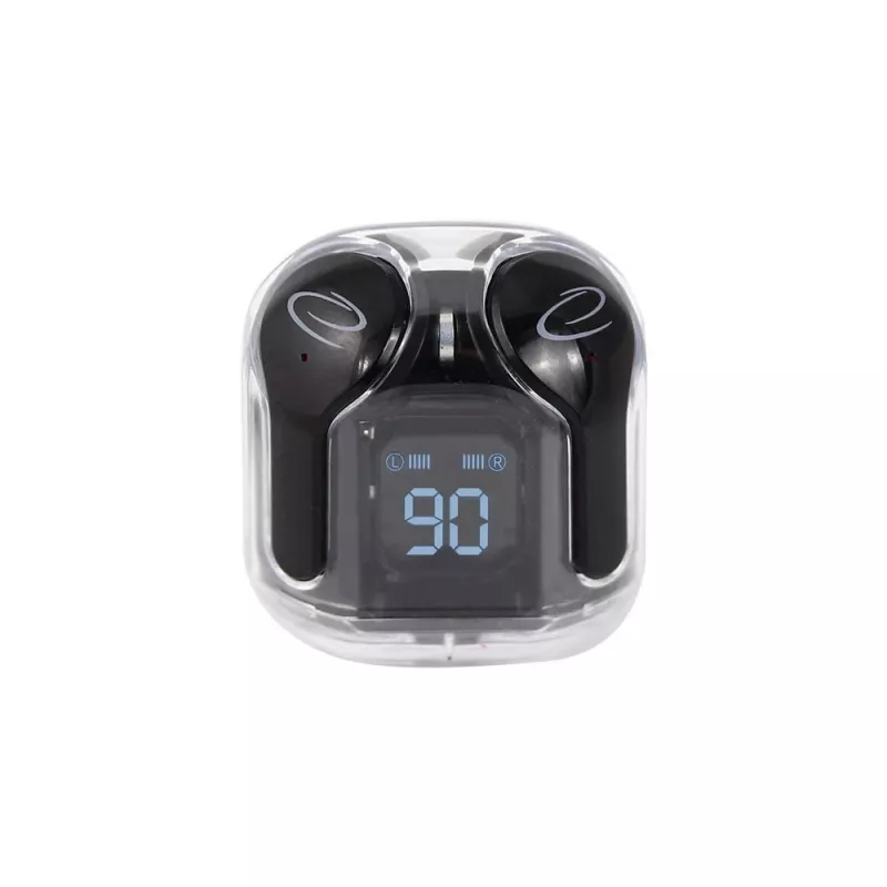 Belaidės į ausis įdedamos ausinės ESPERANZA EH238K — Bluetooth 5.3, 2,4 GHz, 10 m veikimo nuotolis, 230 mAh baterija, lietimui jautrus valdymas, juodos