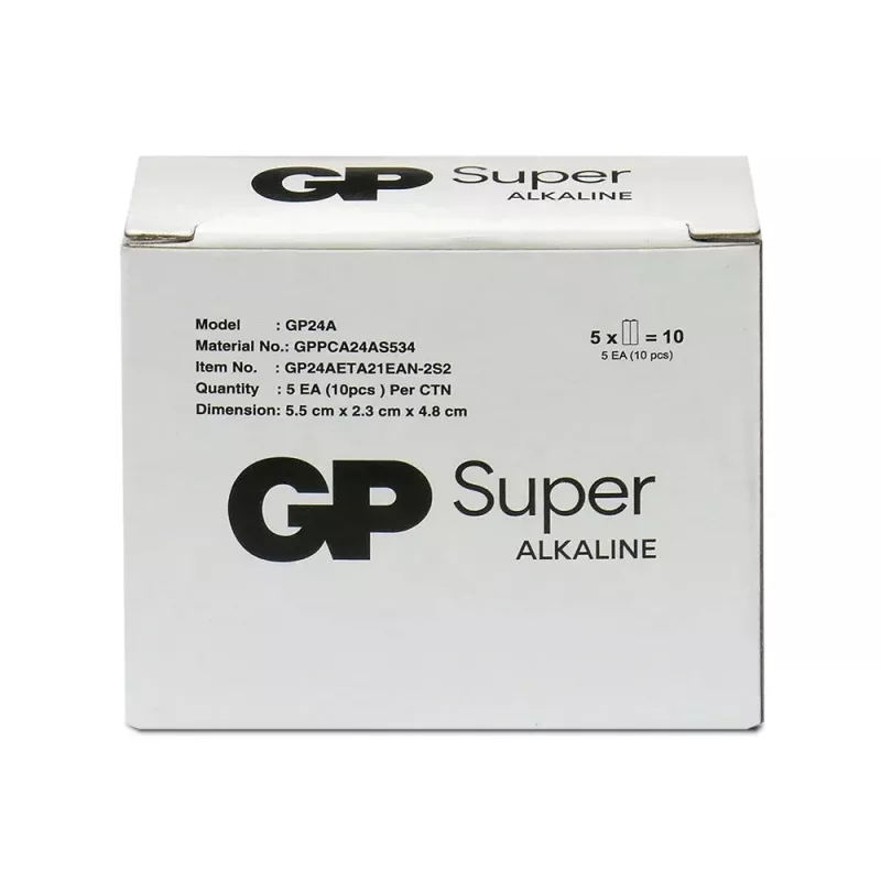 Šarminės AAA baterijos GP Battery SUPER 1.5V — pakuotėje 10 vnt.