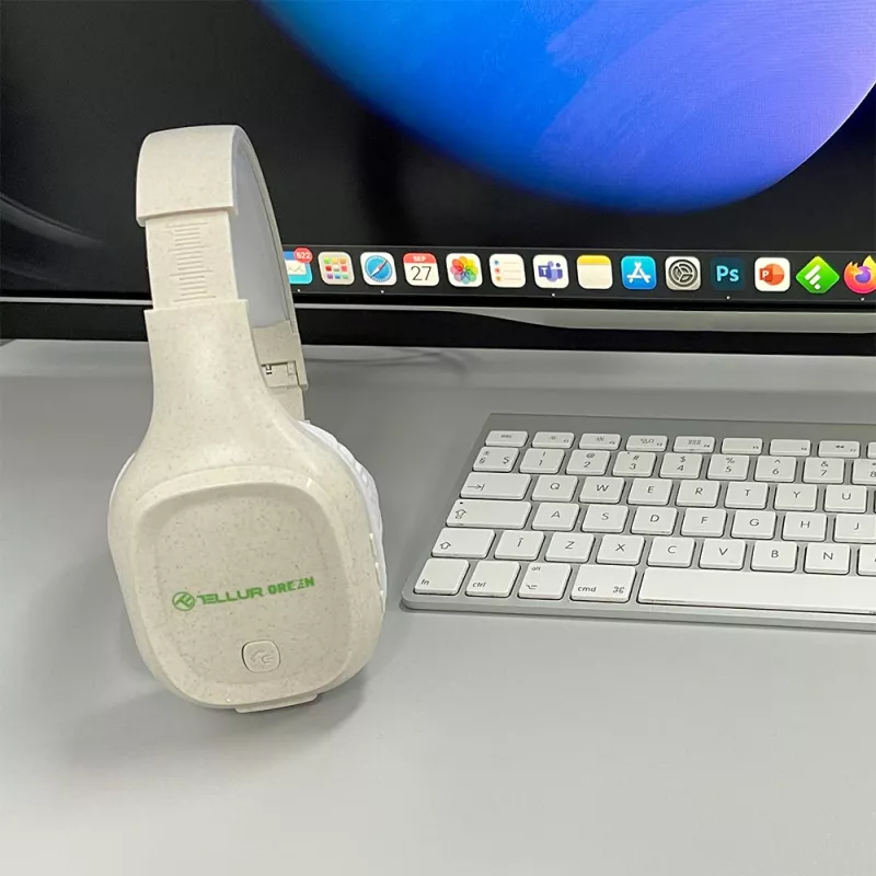 Ausinės Tellur Green Bluetooth ant ausies Pulse sulankstomos kreminės TLL511441