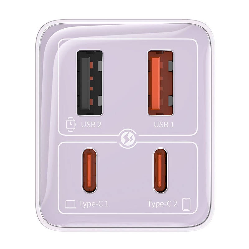 Baseus GAN6 Pro greitasis įkroviklis, 2xUSB-C + 2xUSB, 65 W (purpurinis)