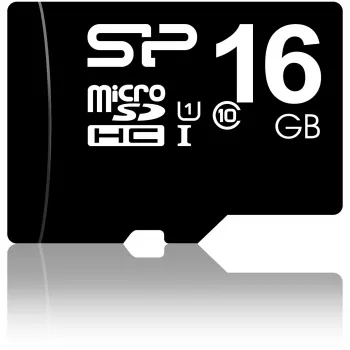 Silicon Power 16 GB MicroSDHC atminties kortelė, Class 10, UHS-I, U1, 40 MB/s, atspari vandeniui, juoda