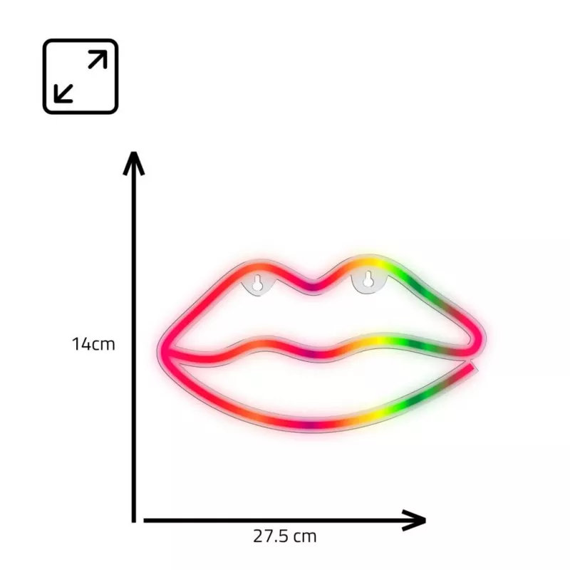 Neoninės lempos MANTA SNL61RGB LIPS RGB spalvą keičiantis dekoratyvinis ženklas, modelis SNL61RGB