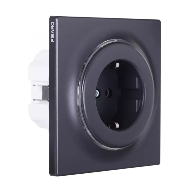 Kištukinis lizdas F tipo Fibaro FGWSONF-011-8, 1 lizdas, 110–230V, 50/60Hz, juoda