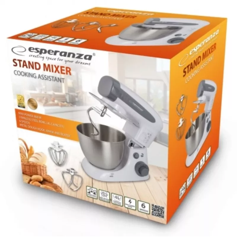 Esperanza EKM024 Sbattitore Sbattitore su pagrindu 800 W pilkas
