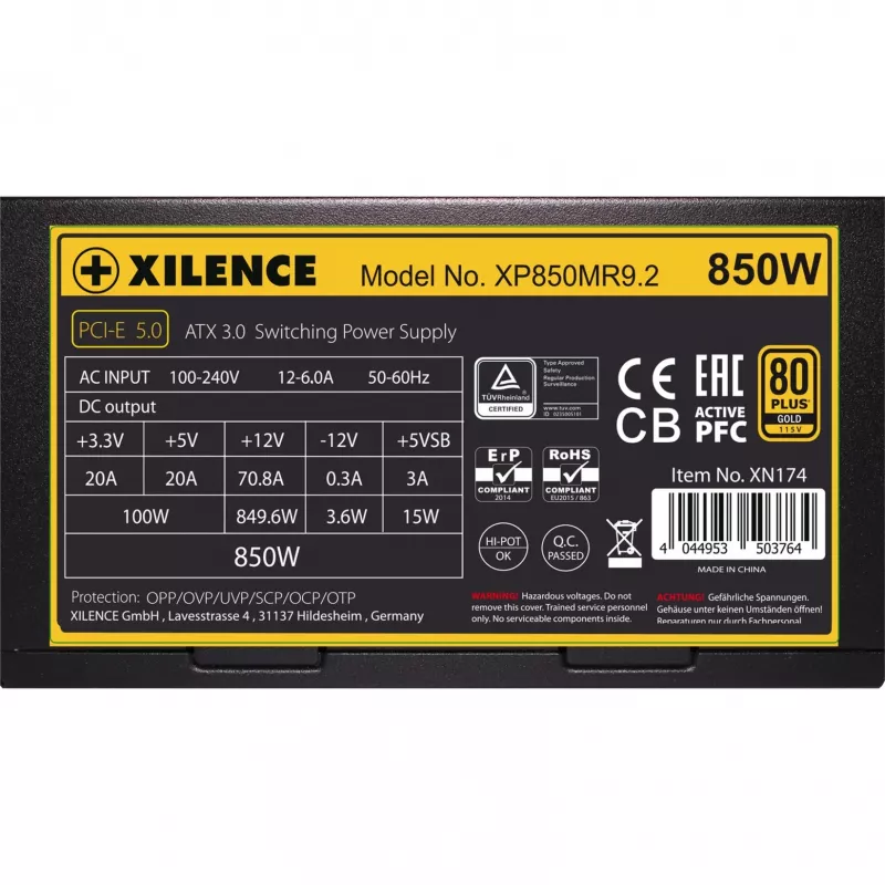 Maitinimo blokas XILENCE 750W, 80 PLUS GOLD, aktyvus PFC, XN173