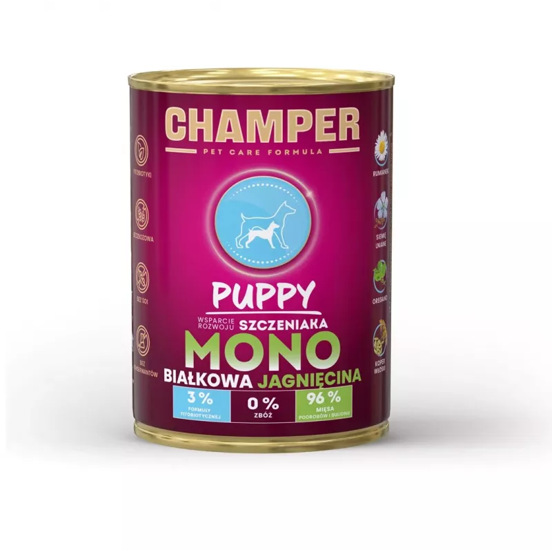 CHAMPER Puppy Monoprotein Lamb - šlapias šunų maistas - 400g