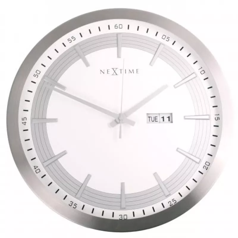 NeXtime klok 3009 Captain, Ø44 cm, Sieninis, Baltas