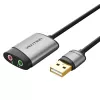 Vention USB išorinė garso plokštė 0,15 m pilka metalinė