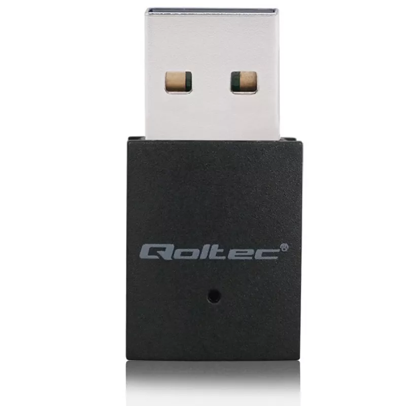 Belaidis mini USB Wi‑Fi adapteris QOLTEC 57007 — Vienos juostos 2,4 GHz, iki 150 Mbps, vidinė antena