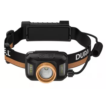 Priekinė lemputė Duracell DH1500R — juoda/oranžinė, įkraunama, laisvas rankas apšvietimas