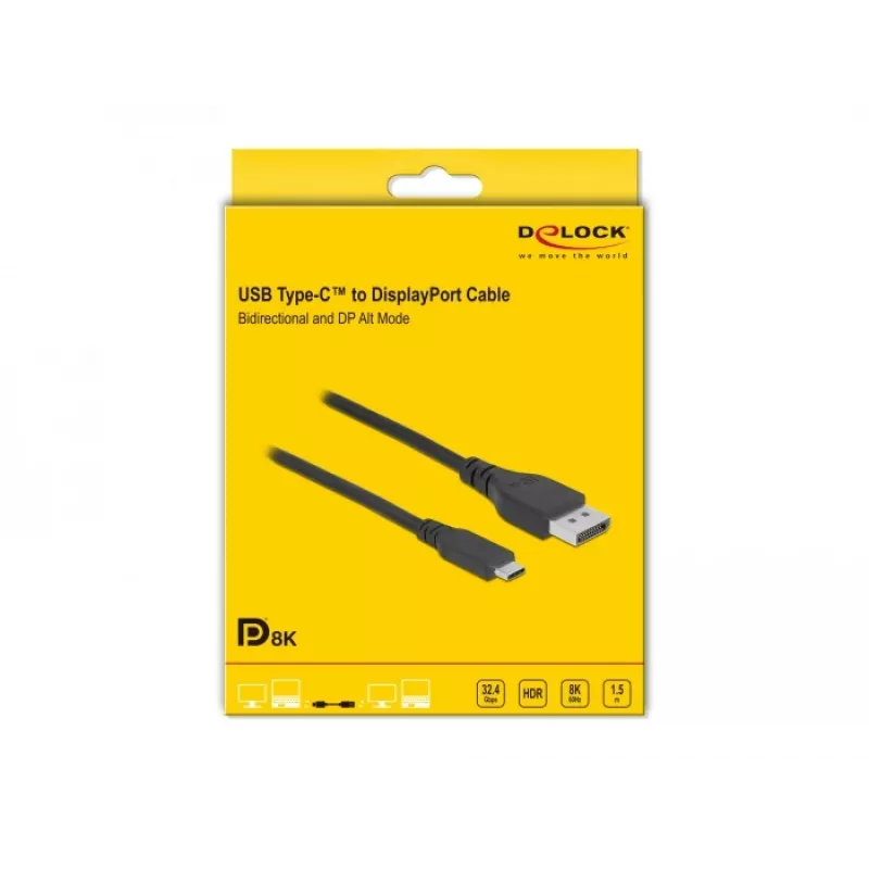 USB Type-C į DisplayPort kabelis DeLOCK 86040 8K 60 Hz 1,5 m
