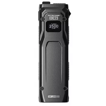 Rankinis žibintuvėlis Nitecore EDC23 — kompaktiškas, USB įkraunamas, juodas, atsparus dulkėms/vandeniui IP54, du šviesos diodai, įmontuota baterija, 0,101 kg
