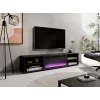 TV spintelė Cama Meble POLO 180x33x39 cm su elektriniu židiniu 1400–1600 W, juoda, 2 lentynos, laminatas