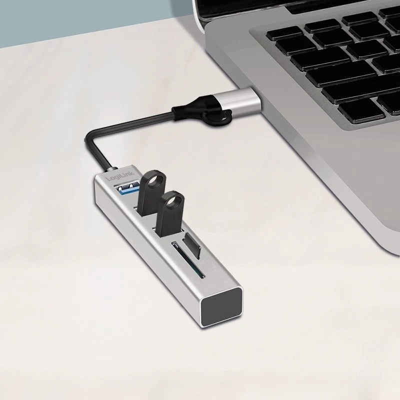 USB3.0 šakotuvas USB-A, SD/microSD lizdas, 2-in-1