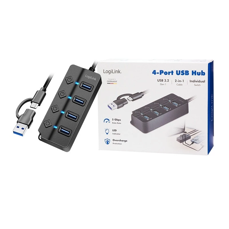 USB3.2 Gen1 HUB, 4xUSB-A su atskirais jungikliais