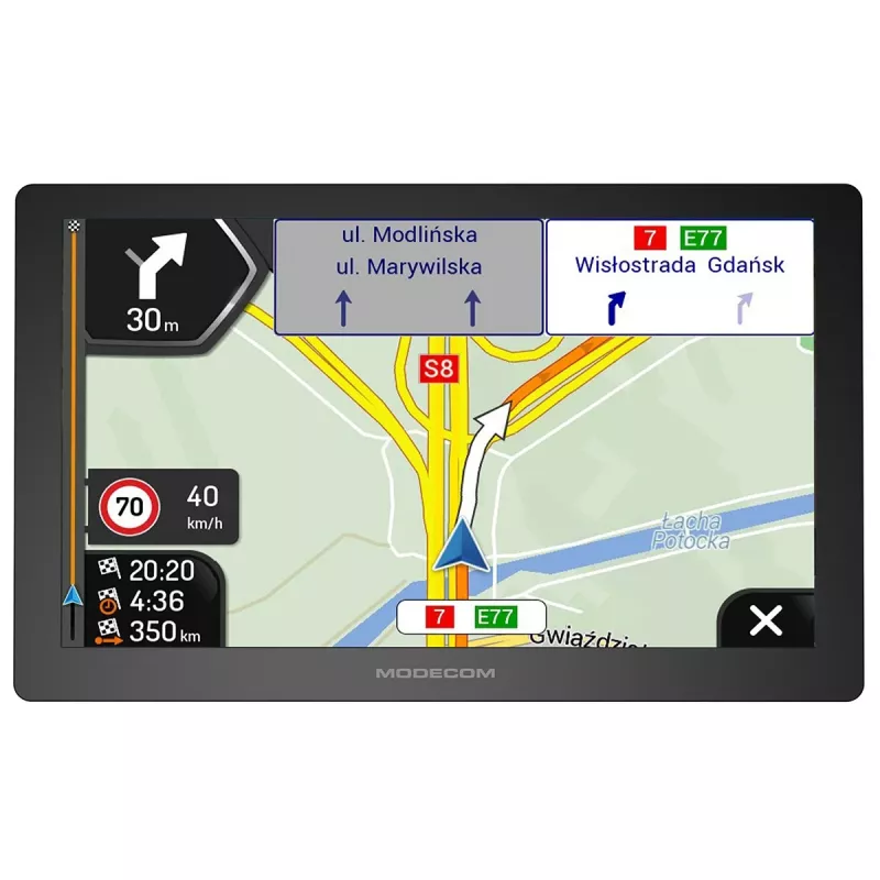 Automobilinė navigacija MODECOM FreeWAY CX 7.4 iGO Navigation Truck, 7 colių 800x480, 16 GB, 512 MB RAM, Bluetooth, microSD, USB-C, FM siųstuvas