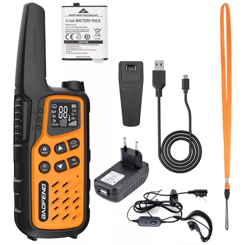 Baofeng BF-T25E oranžinis racijos, 2 vnt.