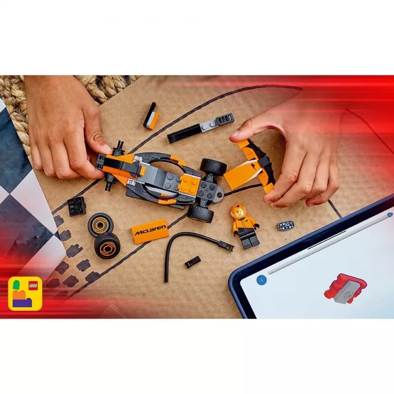 LEGO City F1 Racer McLaren lenktyninis automobilis 60442 — konstravimo rinkinys, 86 detalės, 1 minifigūrėlė, amžius 6+