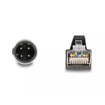 Tinklo kabelis DeLOCK M12 kabelis D koduotas 4 kontaktų kištukas į RJ45 kištukas PUR (TPU) 5m
