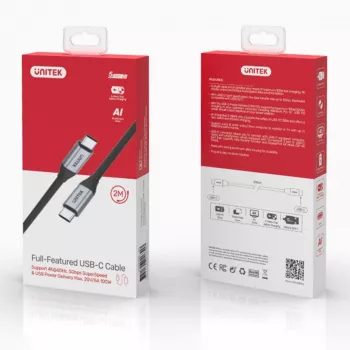 UNITEK C14091ABK USB laidas USB 3.2 Gen 2 2m USB C juodas