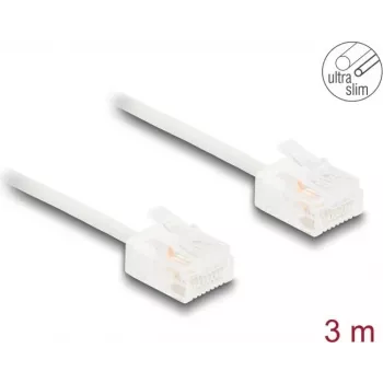 Tinklo kabelis DeLOCK RJ45 Cat.6 UTP itin plonas 3 m baltas