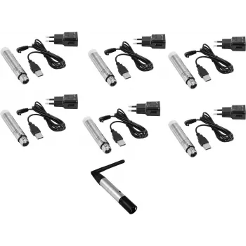 Belaidė DMX sistema EUROLITE QuickDMX rinkinys siųstuvas 1x + 6x akumuliatoriniai imtuvai (belaidis DMX perdavimas/priėmimas)