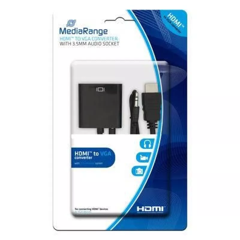 Vaizdo kabelio adapteris HDMI VGA (D-Sub) + 3,5 mm MediaRange MRCS167