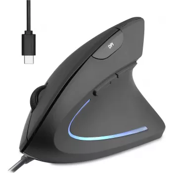 Perixx PERIMICE-513 C vertikali ergonominė pelė USB-C juoda dešiniarankiams (PERIMICE-513 C)