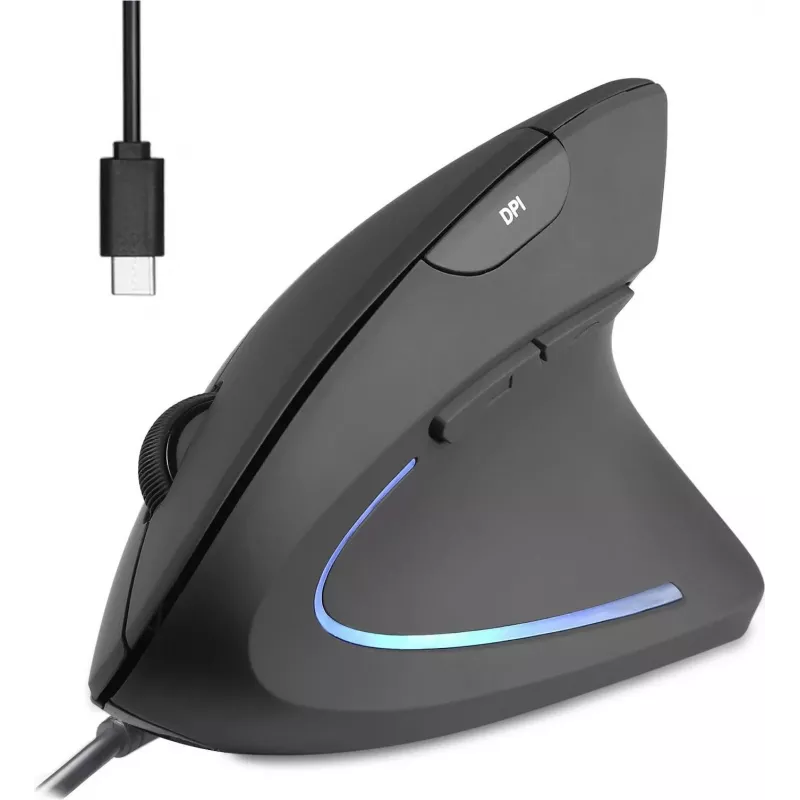 Perixx PERIMICE-513 C vertikali ergonominė pelė USB-C juoda dešiniarankiams (PERIMICE-513 C)
