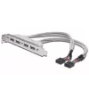 Lizdo laikiklio kabelis USB 2.0 HighSpeed Type 2xIDC (5pin)/4xUSB A M/F pilkas 0,25 m