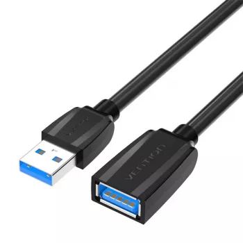 USB 3.0 ilginamasis laidas Vention VAS-A45-B300 3 m, juodas, USB-A kištukas į USB-A lizdą