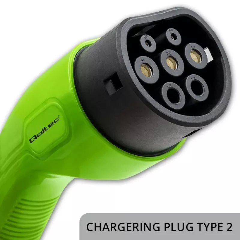 Qoltec Mobile EV Car Charger Adjustable 2in1 Type2 | 3.5kW | 230V | Wi-Fi | LCD | Portable | Wallbox | 5m