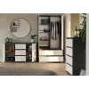Komoda 2 durys 3 stalčiai top e shop M-MP-K-MAL-2D3S-ANTBIA — antracitinis rėmas, baltos durys, 1200×750×400 mm