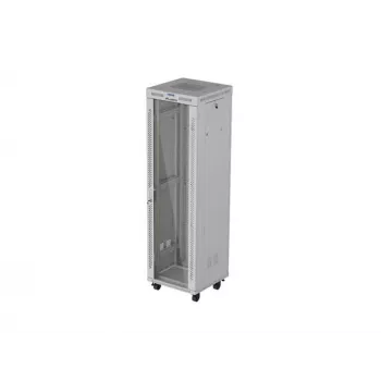 19 colių 42U LANBERG stovimas stovo korpusas 600×600 mm pilkas su stiklinėmis durimis ir LCD (plokščia pakuotė)