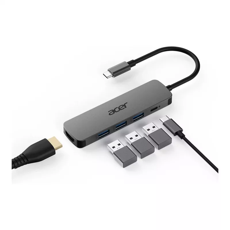 Acer 5‑in‑1 Type‑C Dongle HP.DSCAB.021 su HDMI, USB 3.0 ir 100 W energijos tiekimu