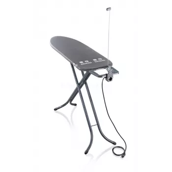 Lyginimo lenta Leifheit Air Board M Juoda Plus — 1200×380 mm, maks. aukštis 98 cm, svoris 5,05 kg, lygintuvo laikiklis