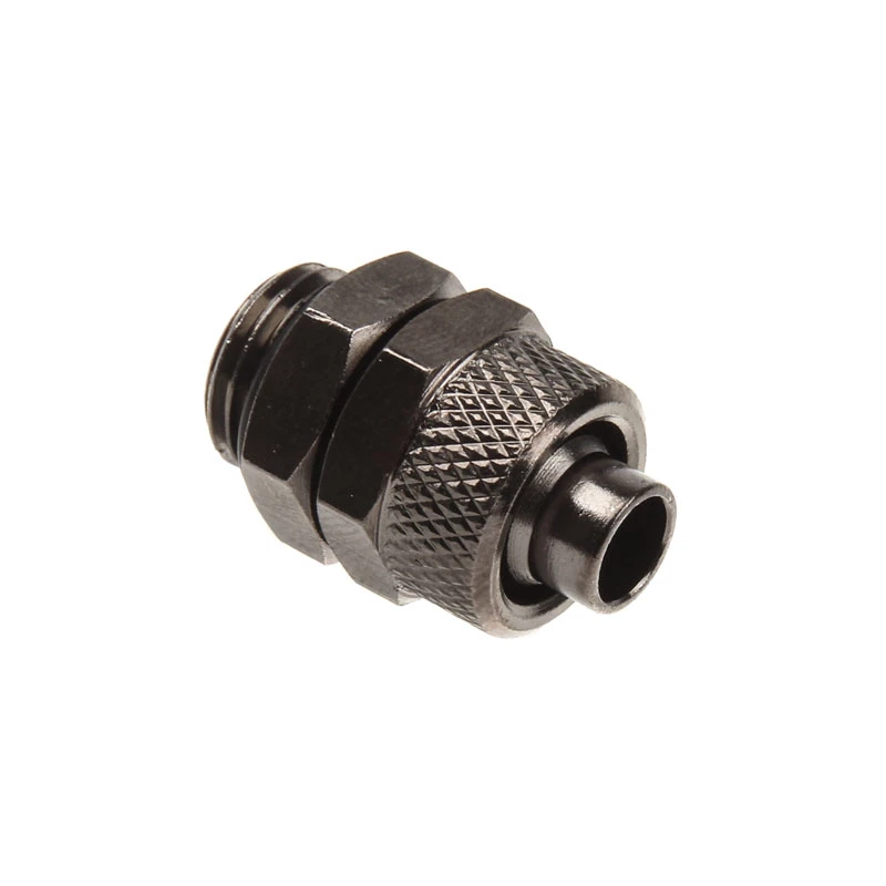 Tiesi jungtis G1/4 colio išorinis sriegis prie 11/8 mm – nikelis, juoda