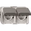 Kištukinis lizdas Merten MEG2321-8029 CEE 7/3 pilkas, IP44, 250 V, 16 A, 143×57×83 mm
