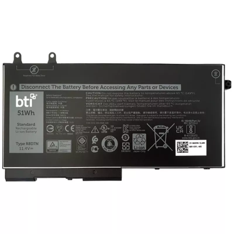 Baterija BTI, skirta „Dell Latitude 5420 Rugged“, 11,4 V, 51 Wh (3 elementų), juoda
