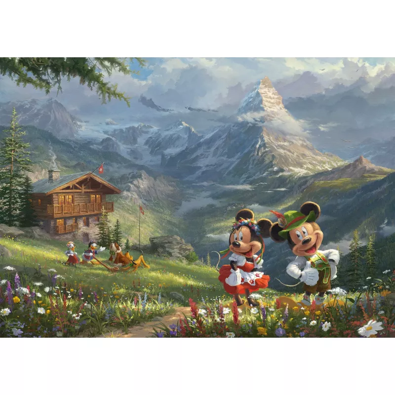 Thomas Kinkade Studios: Disney - Mickey & Minnie Alpėse, 1000 detalių dėlionė