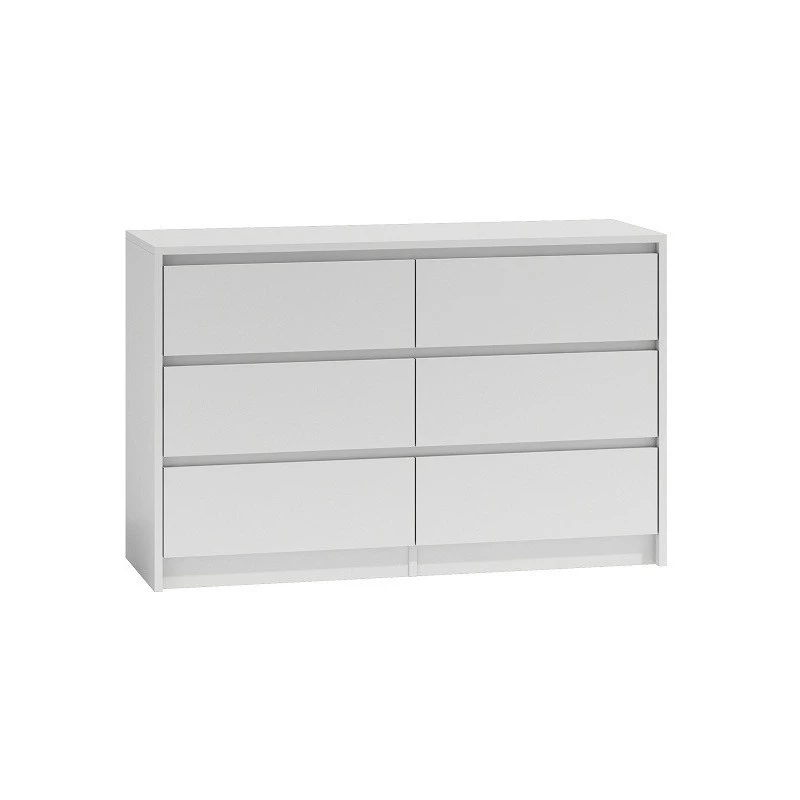 Komoda top e shop K120 BIEL 2X3, 6 stalčiai, balta, 750×400×1200 mm, medžio drožlių plokštė