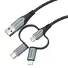 Vention USB 2.0 A kištukas į 3-in-1 Micro-B&USB-C&Lightning kištuką laidas 1M pilkas aliuminio lydinio tipo