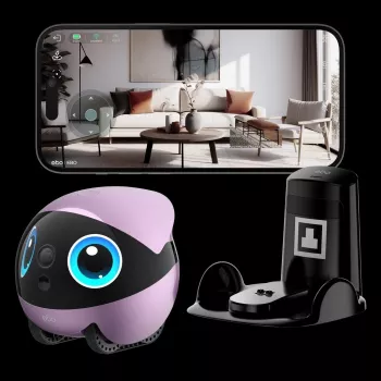 EnaBot Ebo Air 2 Plus namų mobilus stebėjimo robotas su AI kamera, violetinis