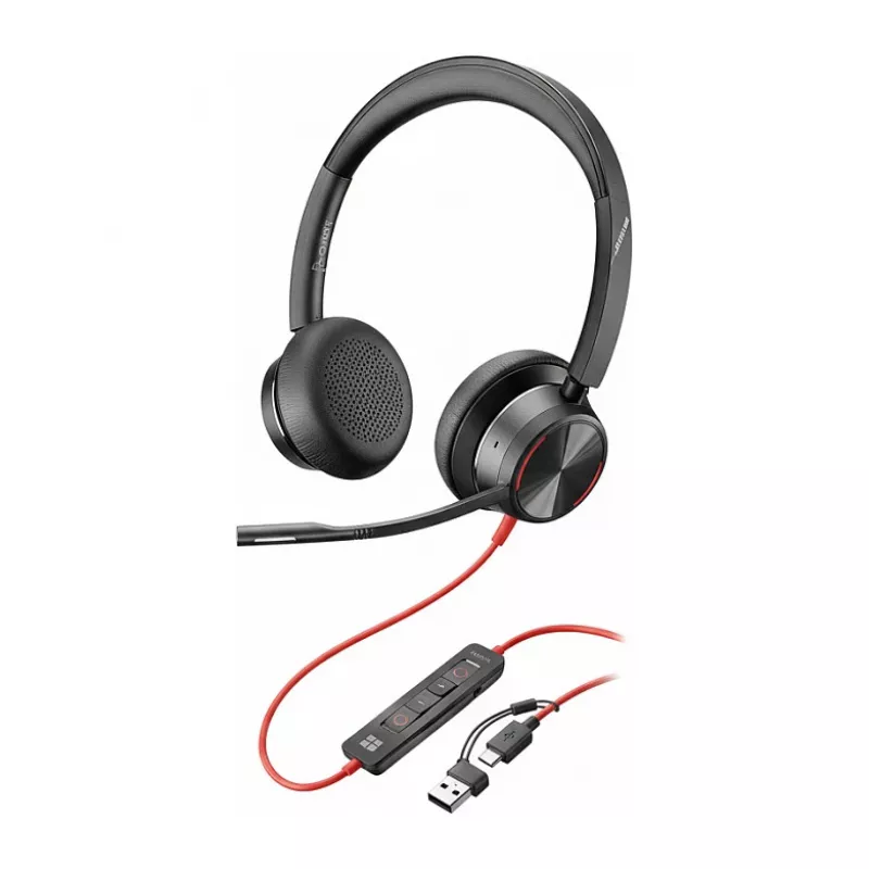 HP Poly Juodawire 8225-M USB-C stereofoninis ausinių komplektas, ANC, sertifikuotas Teams (birūs) (C92SCA6)